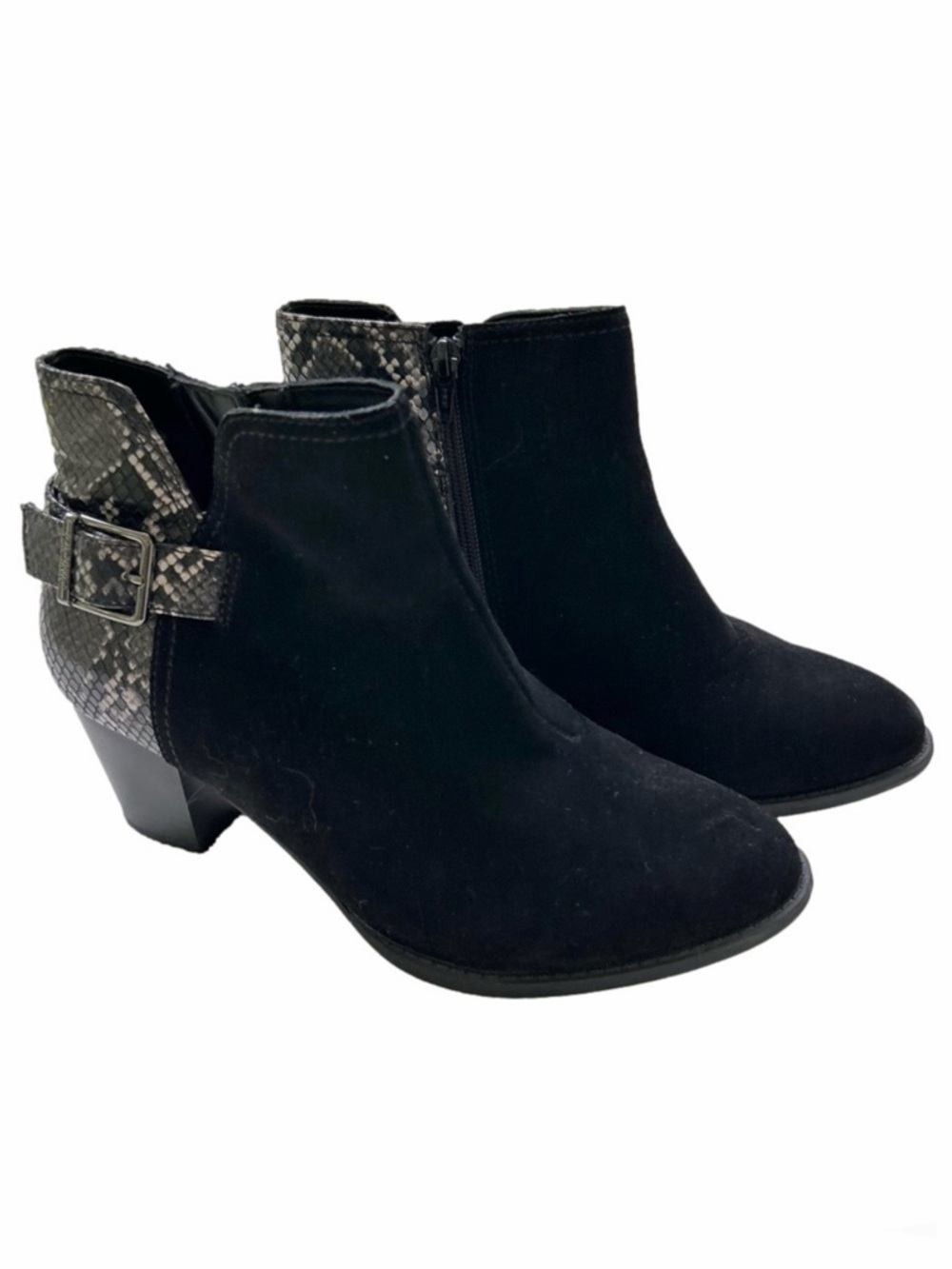 Vionic Naomi Black Size 8.5 WIDE Boots Snake Print Suede Water-Resistant